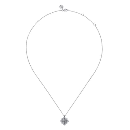 14K White Gold Diamond Pendant Necklace