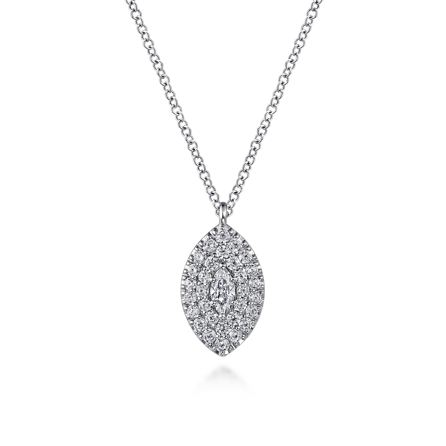 14K Real white Gold Pendant Necklace with 2024 diamond