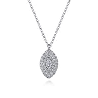 14K White Gold Diamond Pendant Necklace