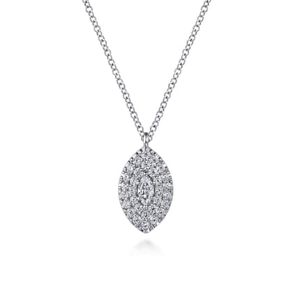 14K White Gold Diamond Pendant Necklace