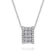 14K White Gold Diamond Pendant Necklace