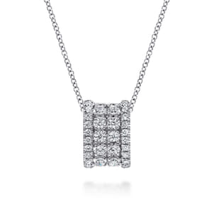 14K White Gold Diamond Pendant Necklace