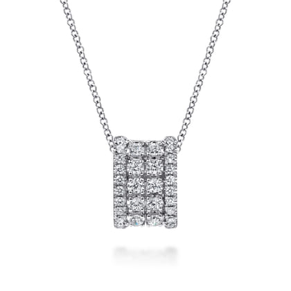 14K White Gold Diamond Pendant Necklace