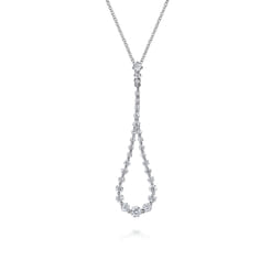 14K White Gold Diamond Pendant Teardrop Necklace