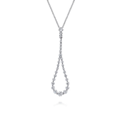 14K White Gold Diamond Pendant Teardrop Necklace