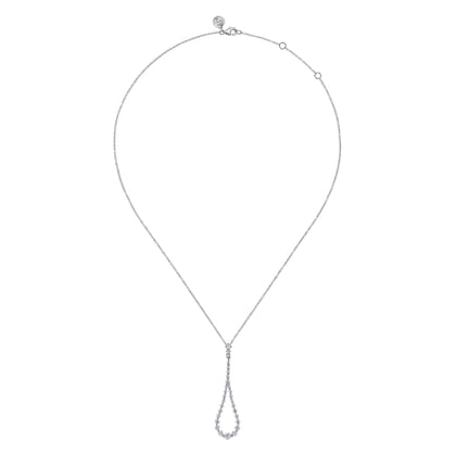14K White Gold Diamond Pendant Teardrop Necklace