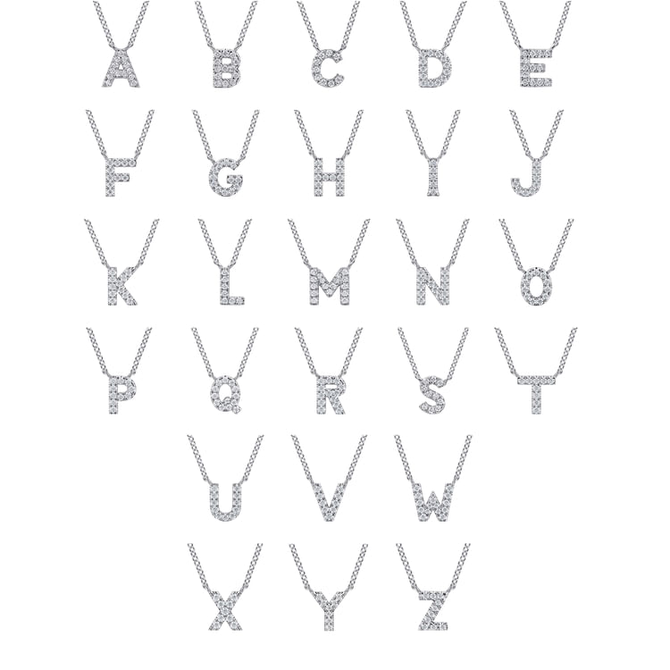 14K White Gold Diamond Q Initial Pendant Necklace