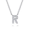 14K White Gold Diamond R Initial Pendant Necklace - 0.08 ct