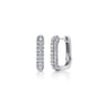 14K White Gold Diamond Rectangle Huggie Earrings - 0.7 ct