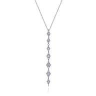 14K White Gold Diamond Rhombus Station Y Necklace