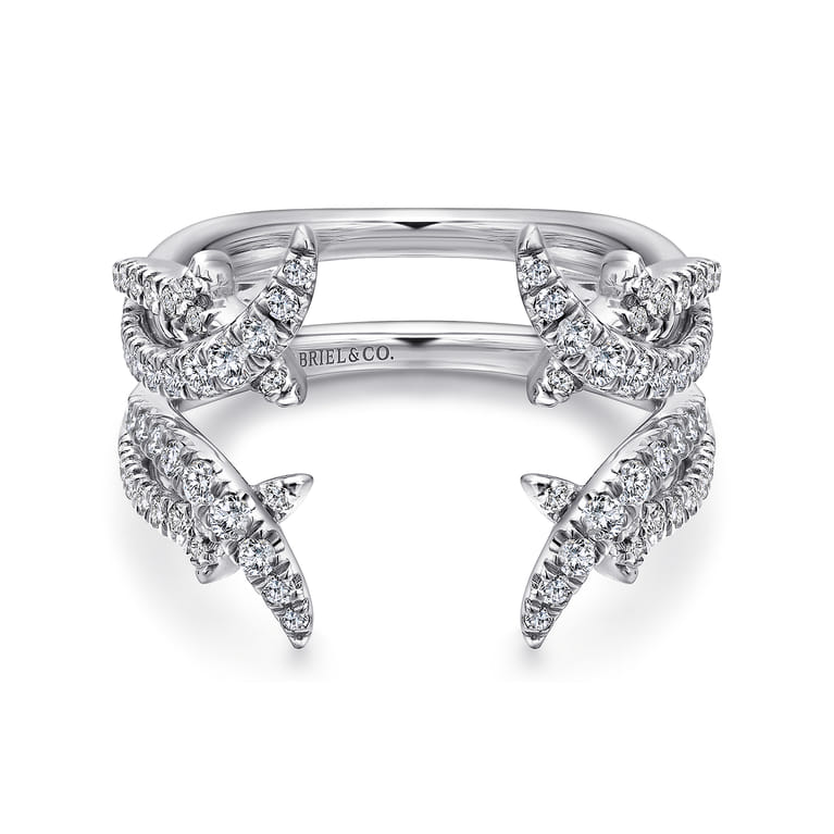 Enhancer Wedding Ring in 14k White Gold with Round Natural Diamond at Gabriel & Co. - Shot 1
