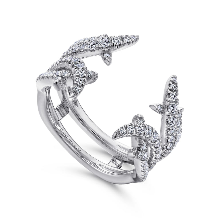 Enhancer Wedding Ring in 14k White Gold with Round Natural Diamond at Gabriel & Co. - Shot 3