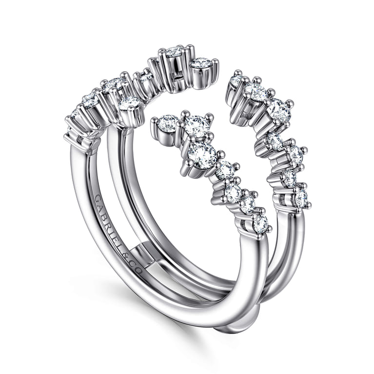 Enhancer Wedding Ring in 14k White Gold with Round Natural Diamond at Gabriel & Co. - Shot 3