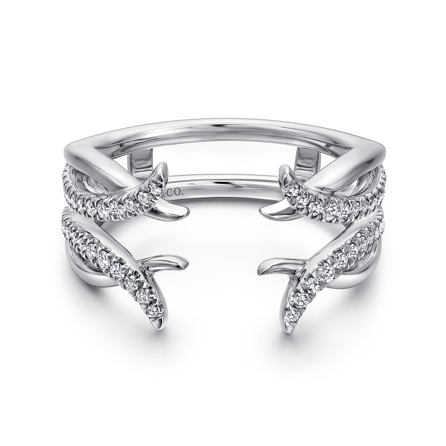 Enhancer Wedding Ring in 14k White Gold with Round Natural Diamond at Gabriel & Co. - Shot 1