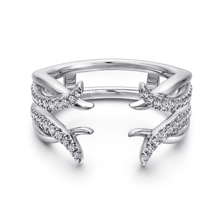 Enhancer Wedding Ring in 14k White Gold with Round Natural Diamond at Gabriel & Co. - Shot 1