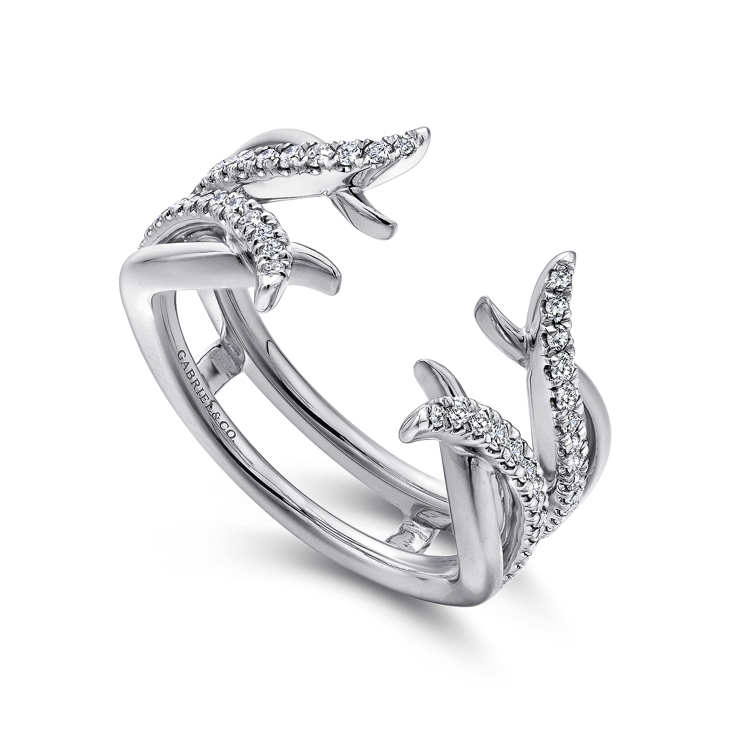Enhancer Wedding Ring in 14k White Gold with Round Natural Diamond at Gabriel & Co. - Shot 3
