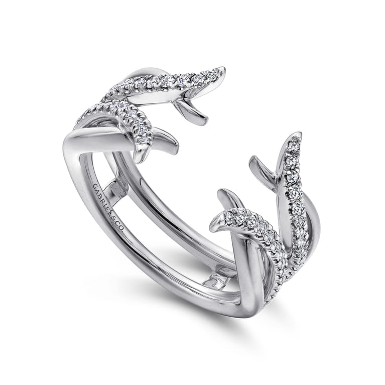 Enhancer Wedding Ring in 14k White Gold with Round Natural Diamond at Gabriel & Co. - Shot 3