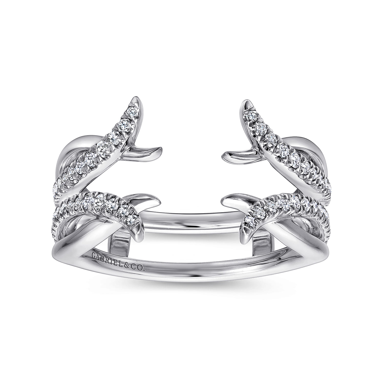 Enhancer Wedding Ring in 14k White Gold with Round Natural Diamond at Gabriel & Co. - Shot 4