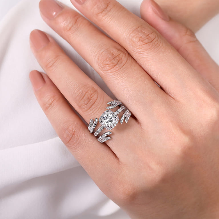 Enhancer Wedding Ring in 14k White Gold with Round Natural Diamond at Gabriel & Co. - Shot 5
