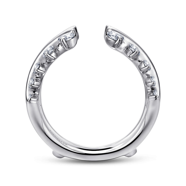Enhancer Wedding Ring in 14k White Gold with Round Natural Diamond at Gabriel & Co. - Shot 2