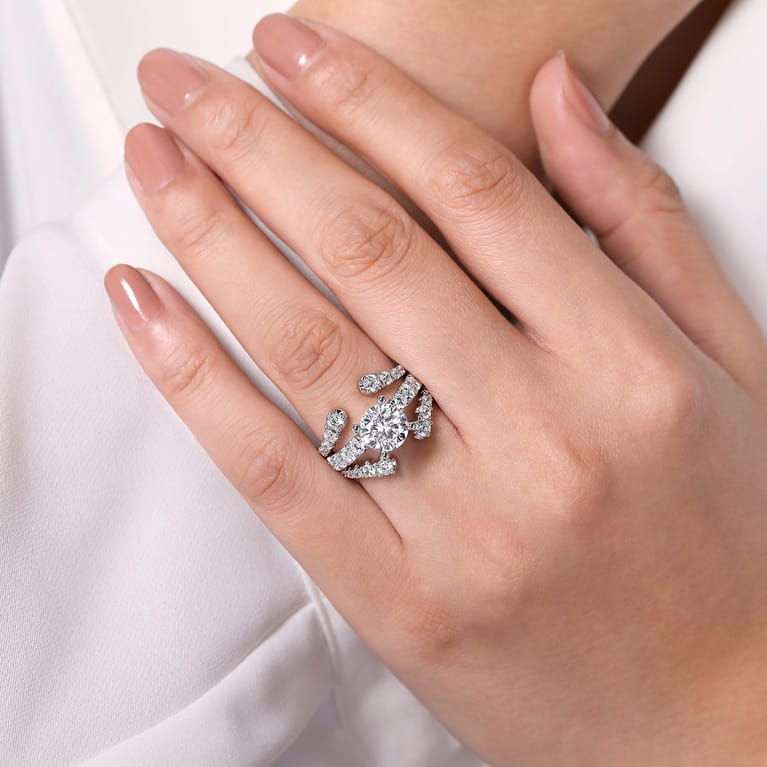 Enhancer Wedding Ring in 14k White Gold with Round Natural Diamond at Gabriel & Co. - Shot 6