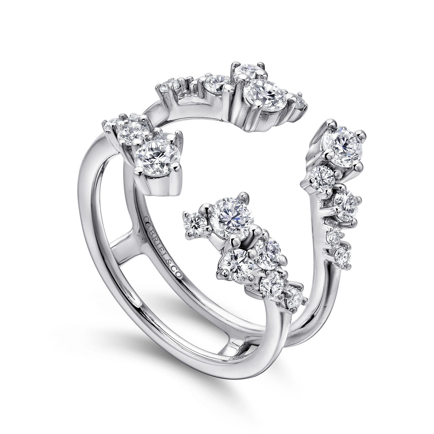 Enhancer Wedding Ring in 14k White Gold with Round Natural Diamond at Gabriel & Co. - Shot 3