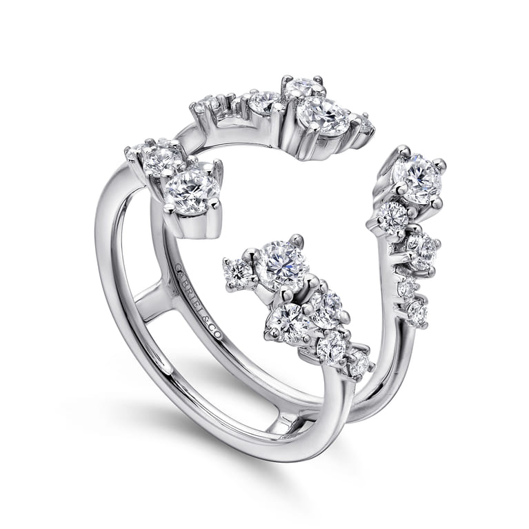 Enhancer Wedding Ring in 14k White Gold with Round Natural Diamond at Gabriel & Co. - Shot 3