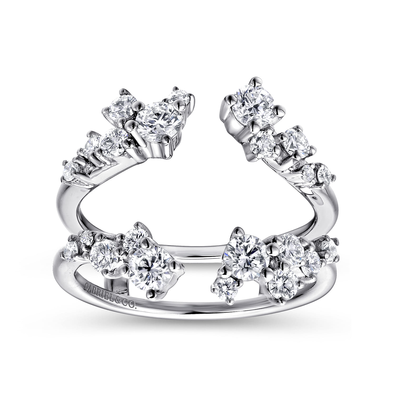 Enhancer Wedding Ring in 14k White Gold with Round Natural Diamond at Gabriel & Co. - Shot 4