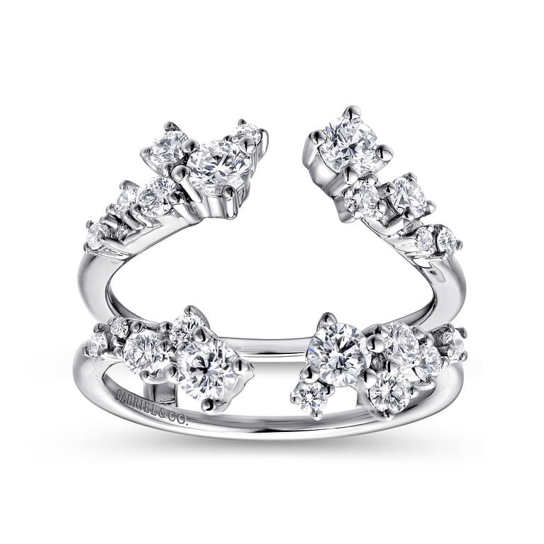 Enhancer Wedding Ring in 14k White Gold with Round Natural Diamond at Gabriel & Co. - Shot 4