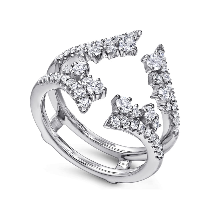 Enhancer Wedding Ring in 14k White Gold with Round Natural Diamond at Gabriel & Co. - Shot 3