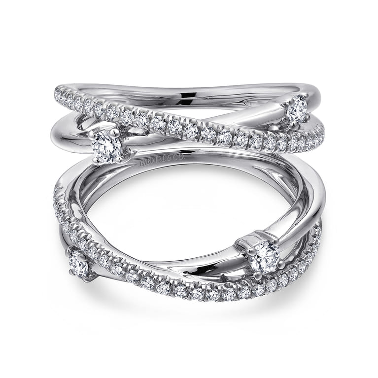 Enhancer Wedding Ring in 14k White Gold with Round Natural Diamond at Gabriel & Co. - Shot 1