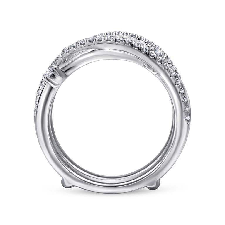 Enhancer Wedding Ring in 14k White Gold with Round Natural Diamond at Gabriel & Co. - Shot 2