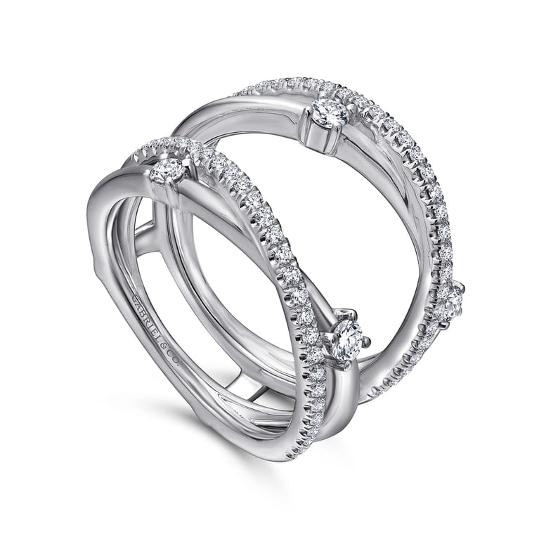 Enhancer Wedding Ring in 14k White Gold with Round Natural Diamond at Gabriel & Co. - Shot 3