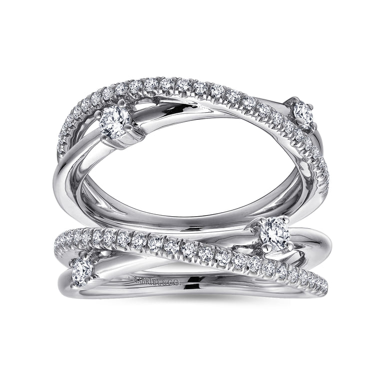 Enhancer Wedding Ring in 14k White Gold with Round Natural Diamond at Gabriel & Co. - Shot 4