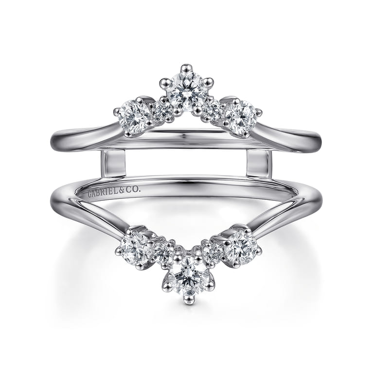 Enhancer Wedding Ring in 14k White Gold with Round Natural Diamond at Gabriel & Co. - Shot 1