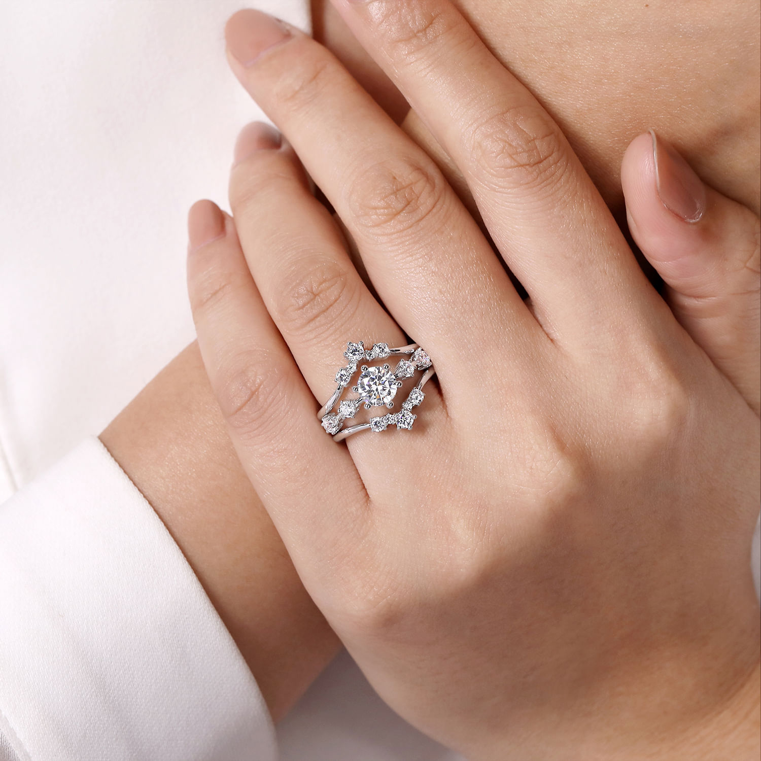 14K White Gold Diamond Ring Enhancer