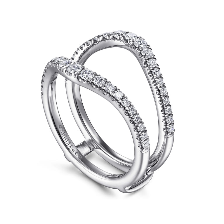 Enhancer Wedding Ring in 14k White Gold with Round Natural Diamond at Gabriel & Co. - Shot 3