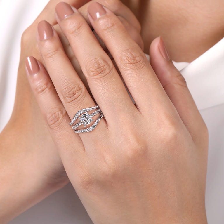 Enhancer Wedding Ring in 14k White Gold with Round Natural Diamond at Gabriel & Co. - Shot 6