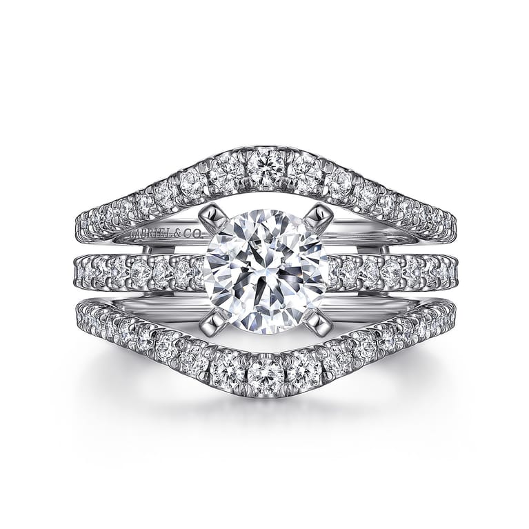 Enhancer Wedding Ring in 14k White Gold with Round Natural Diamond at Gabriel & Co. - Shot 7