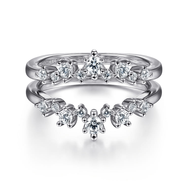 Enhancer Wedding Ring in 14k White Gold with Round Natural Diamond at Gabriel & Co. - Shot 1