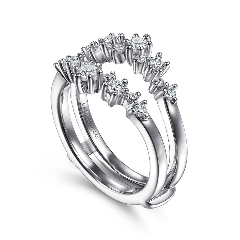 Enhancer Wedding Ring in 14k White Gold with Round Natural Diamond at Gabriel & Co. - Shot 3