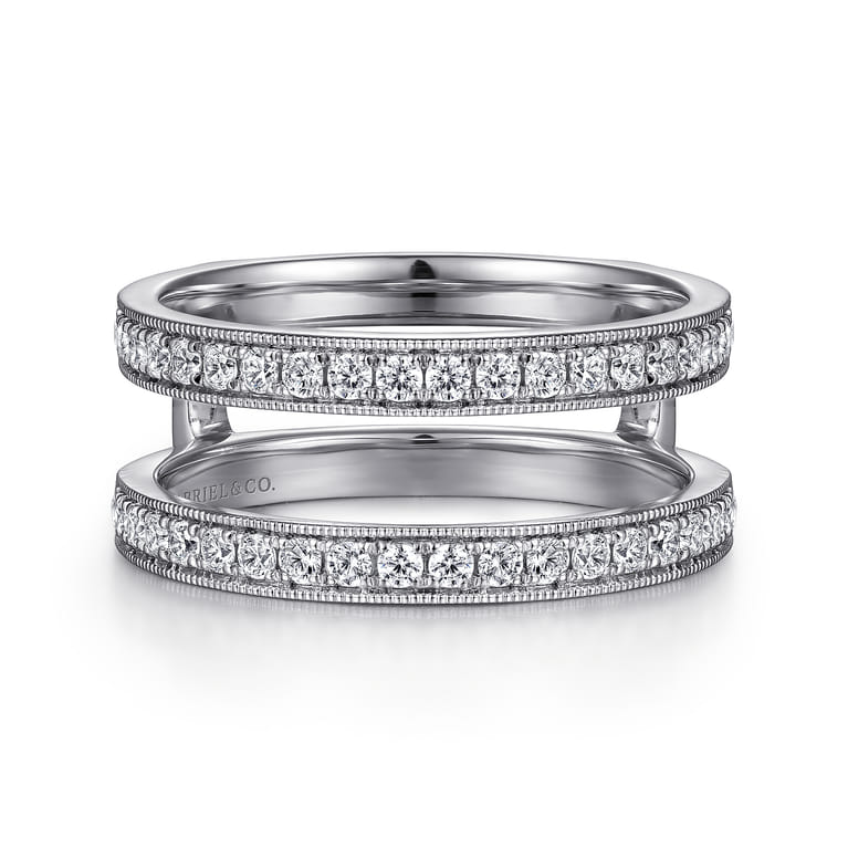 Enhancer Wedding Ring in 14k White Gold with Round Natural Diamond at Gabriel & Co. - Shot 1