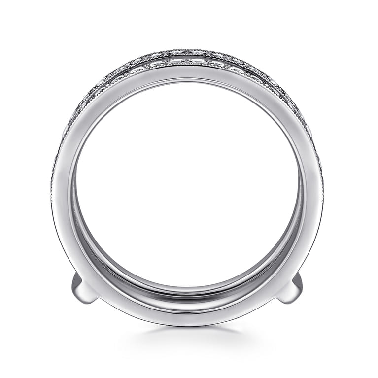 Enhancer Wedding Ring in 14k White Gold with Round Natural Diamond at Gabriel & Co. - Shot 2