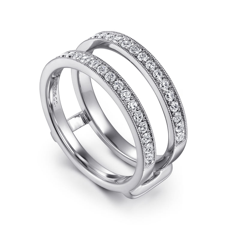 Enhancer Wedding Ring in 14k White Gold with Round Natural Diamond at Gabriel & Co. - Shot 3