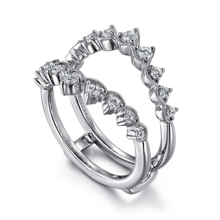 Enhancer Wedding Ring in 14k White Gold with Round Natural Diamond at Gabriel & Co. - Shot 3