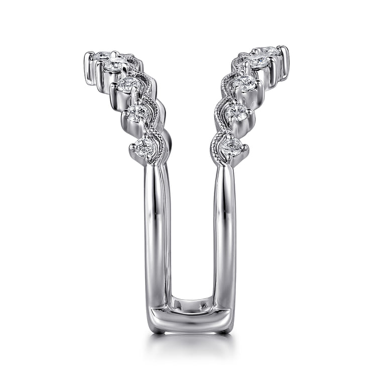 Enhancer Wedding Ring in 14k White Gold with Round Natural Diamond at Gabriel & Co. - Shot 4