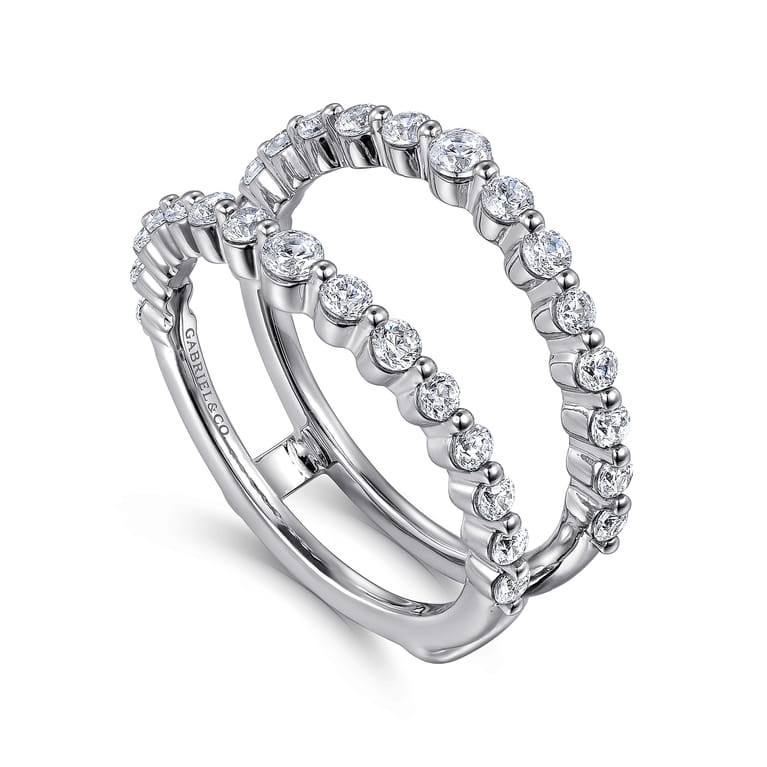 Enhancer Wedding Ring in 14k White Gold with Round Natural Diamond at Gabriel & Co. - Shot 3