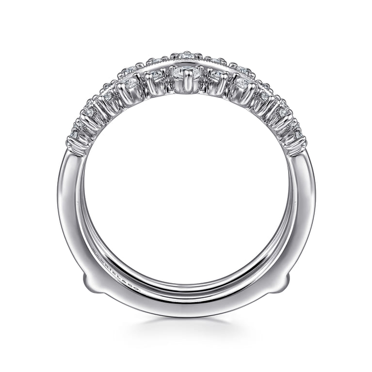 Enhancer Wedding Ring in 14k White Gold with Round Natural Diamond at Gabriel & Co. - Shot 2