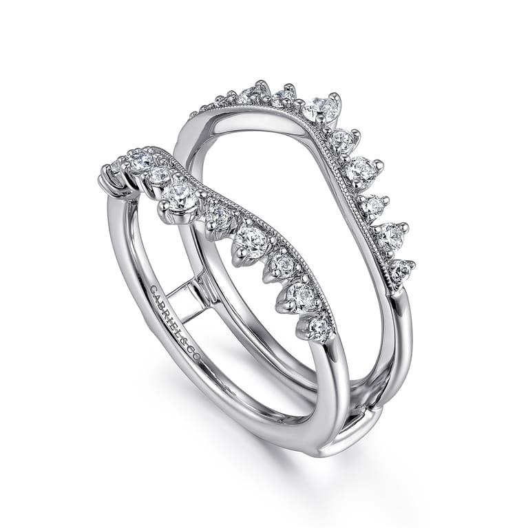 Enhancer Wedding Ring in 14k White Gold with Round Natural Diamond at Gabriel & Co. - Shot 3