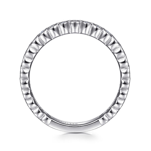 14K White Gold Diamond Ring with Milgrain Bezel - 0.45 ct - Shot 2